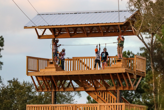 top of the hawk's eye zip line attraction